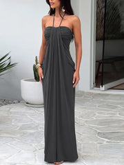 Halter Drape Long Dress