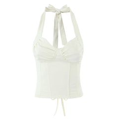 Corset Back Lace Up Halter Top