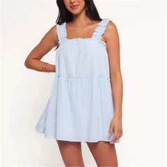 Blue Slip Short Dress