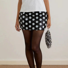 Polka Dot Sequin Mini Skirt