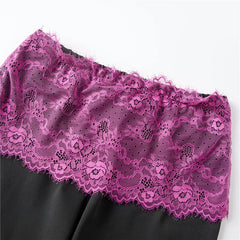 High Waist Capri Leggings With Pink Lace Waistband