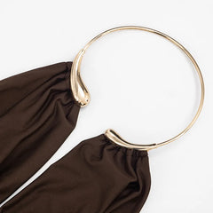 Gold Ring Strap Cowl Neck Mini Dress