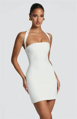 Halter Strap Solid Bodycon Mini Dress