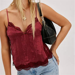 Tie-up Lace Trim Cami Top