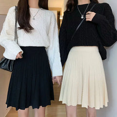 Knitted Pleated Long Mini Skirt Free From Label