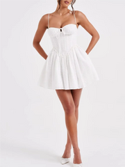 Solid Tie Up Corset A-line Mini Dress