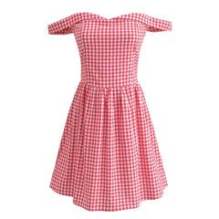 Plaid Print Short Sleeve Ruched Hem Swing Mini Dress