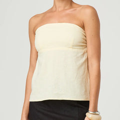Strapless Peplum Back Tie Up Bandeau Top