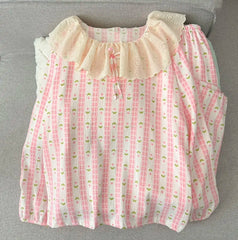 Frill Collar Long-Sleeve Pajama Set