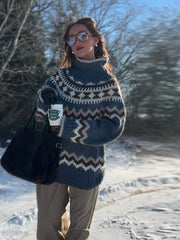 Turtleneck Jacquard Print Sweater