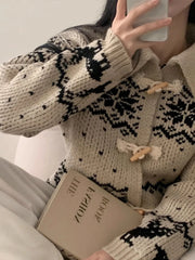 Knitted Collar Open Christmas Fluffy Cardigan