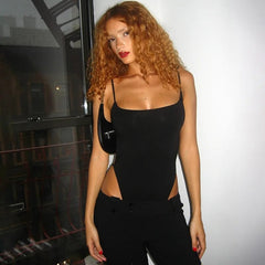 Black Backless String Bodysuit - Free From Label