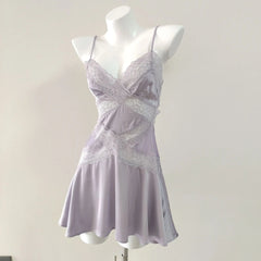 Lavender V-Neck Lingerie Nighdress