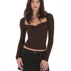 Long Sleeve Sweetheart Neckline Top
