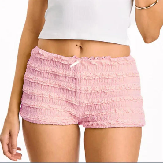 Ruched Low Rise Frill Bloomers Micro Shorts