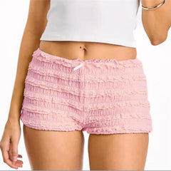 Ruched Low Rise Frill Bloomers Micro Shorts