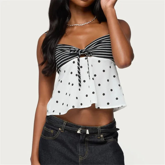 Striped Dots Patchwork Cami Top