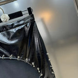 Stand Collar Zipper Patchwork Jacket Metal Button Midi Skirt Suits