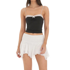 Lace Trim Spaghetti Strap Crop Top