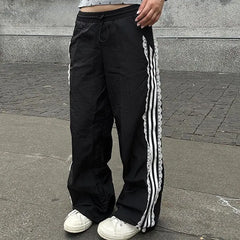 Lace Stripe Wide Track-pants