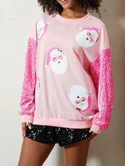 Christmas Glitter Patchwork Sequin Santa Sweatshirt