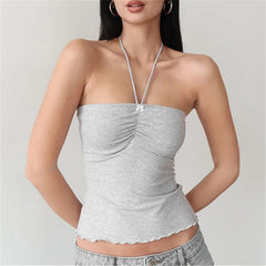 Strappy Tie Up Solid Tube Top