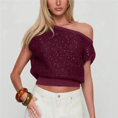 Sequin Knit Off The Shoulder Top