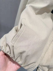 Contrast Stand Collar Cropped Zip Jacket