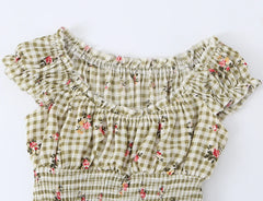 Floral Print Ruffle Strap Smocked Mini Dress