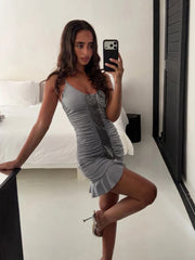 Ruched Sequin Print Patchwork Cami Mini Dress