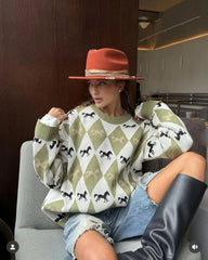 Argyle Print Sweater