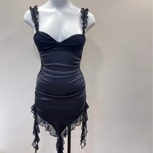 Lace Ruffle Hem Ruched Night Dress
