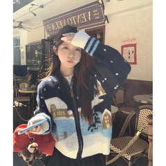 Winter Scenery Knitted Cardigan