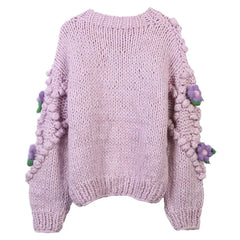 Lavender 3D Flower Crochet Cardigan