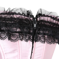 Satin Bow Lace Strapless Corset Top