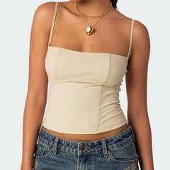 Square Neck Cami Solid Crop Top