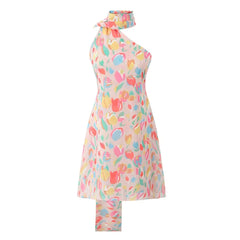 Printed Scarf Halter Strap Mini Dress Free From Label