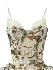 Sequin Floral Embroidery Corset Mini Dress