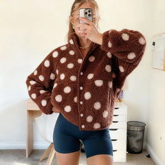 Polka Dot Fuzzy Fleece Jacket