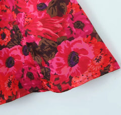 Red Floral Print Bustier Strappy Mini Dress