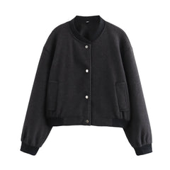 Stand Collar Snap Button Bomber Jacket