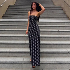 Polka Dot Strapless Maxi Dress