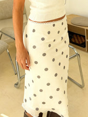 Polka Dot Mesh Midi Skirt