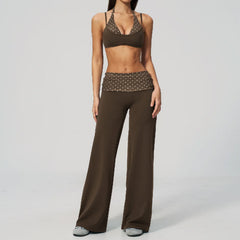 Printed Patchwork Crop Top And Leggings Set