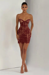 Lace Bodycon Bustier Strapless Mini Dress