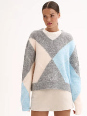 Geometric Argyle Sweater