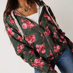 Floral patterned jacket with pink flowers