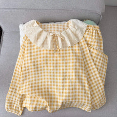 Frill Collar Long-Sleeve Pajama Set