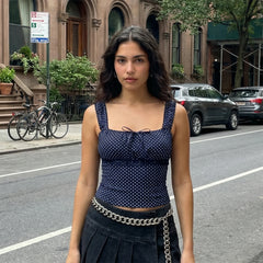 Polka Dot Babydoll Scoop Neck Top