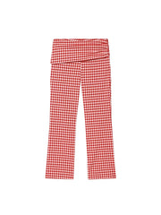 Red Plaid Sleeveless Crop Top And Plaid Pants Set